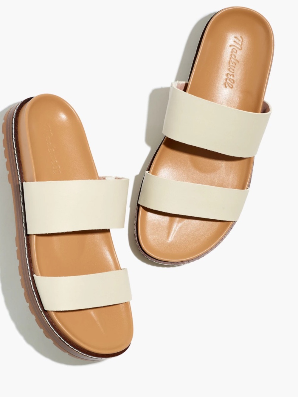New in Box: Madewell Cream Double-Band Slide Sandals